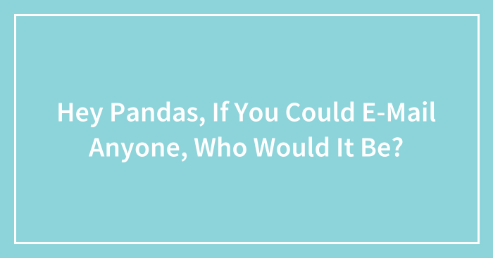 Hey Pandas, If You Could E-Mail Anyone, Who Would It Be? (Closed)