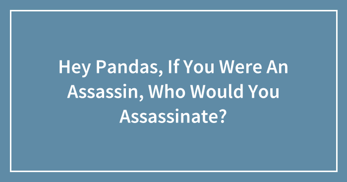 Hey Pandas, If You Were An Assassin, Who Would You Assassinate? (Closed)