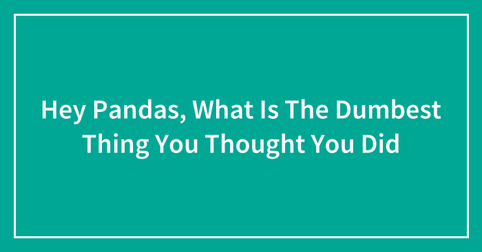 Hey Pandas, What Is The Dumbest Thing You Thought You Did