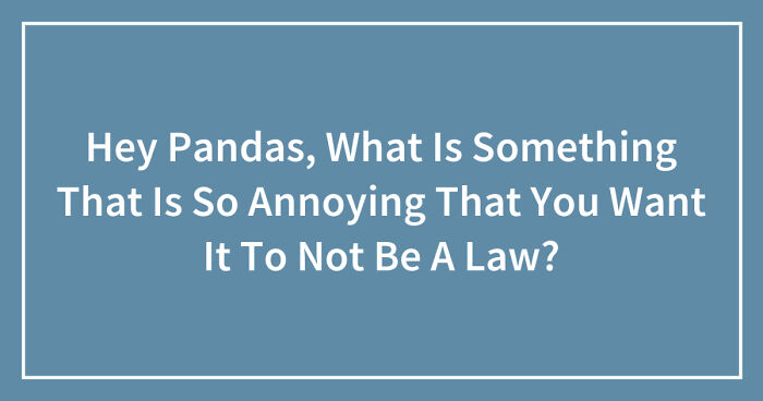 Hey Pandas, What Is Something That Is So Annoying That You Want It To Not Be A Law? (Closed)