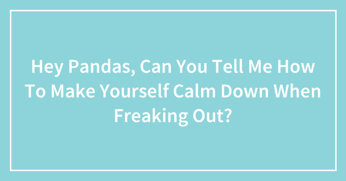 Hey Pandas, Can You Tell Me How To Make Yourself Calm Down When Freaking Out? (Closed)