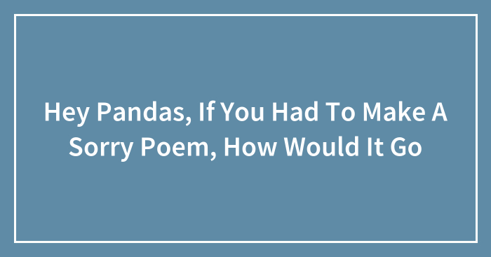 Hey Pandas, If You Had To Make A Sorry Poem, How Would It Go