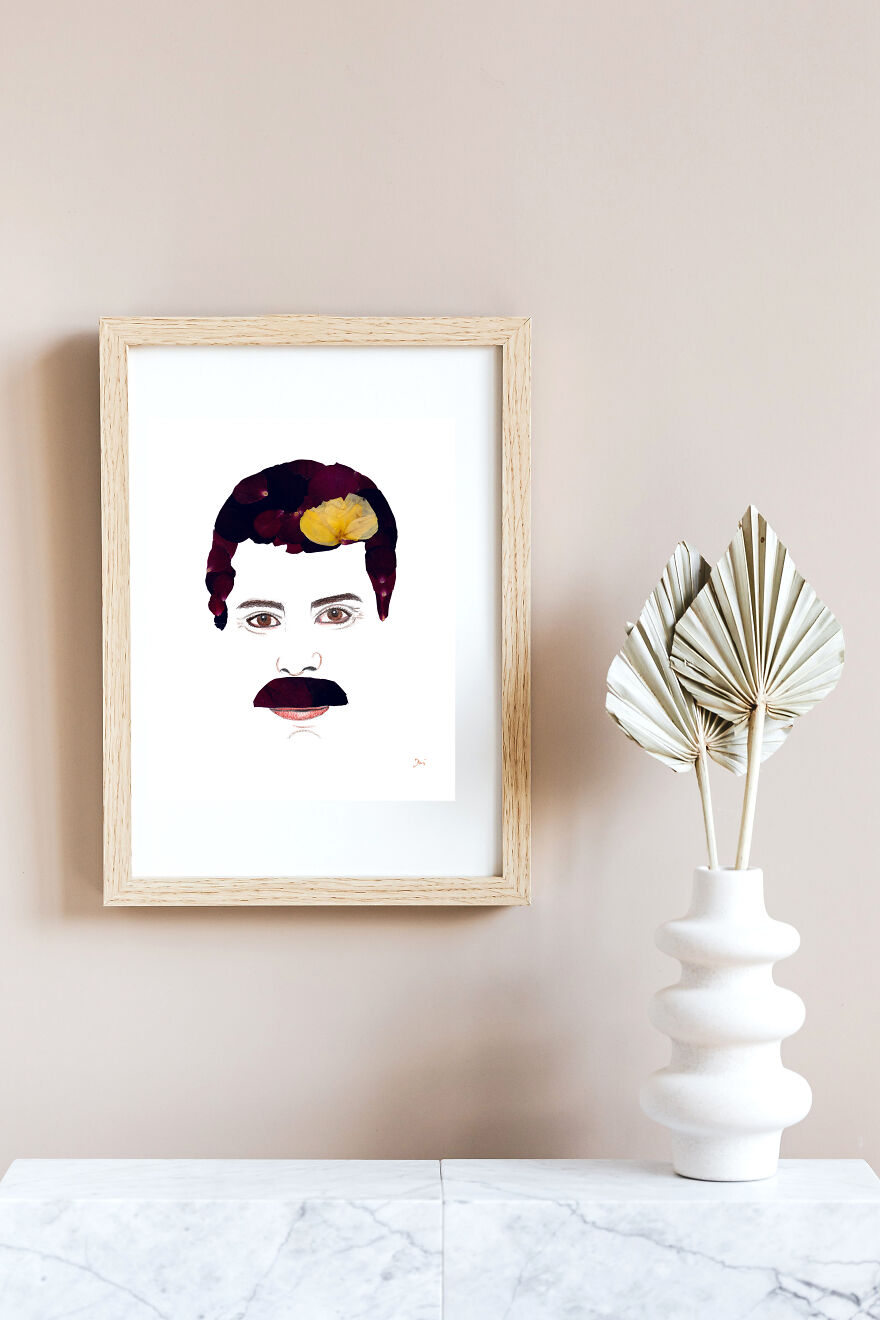 Freddie Mercury Made From Pressed Rose Petals