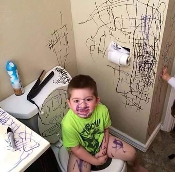 Do You Cry Or Laugh? Or Both? I Will Be Removing All Writing Utensils From My Home After Seeing This Photo Today