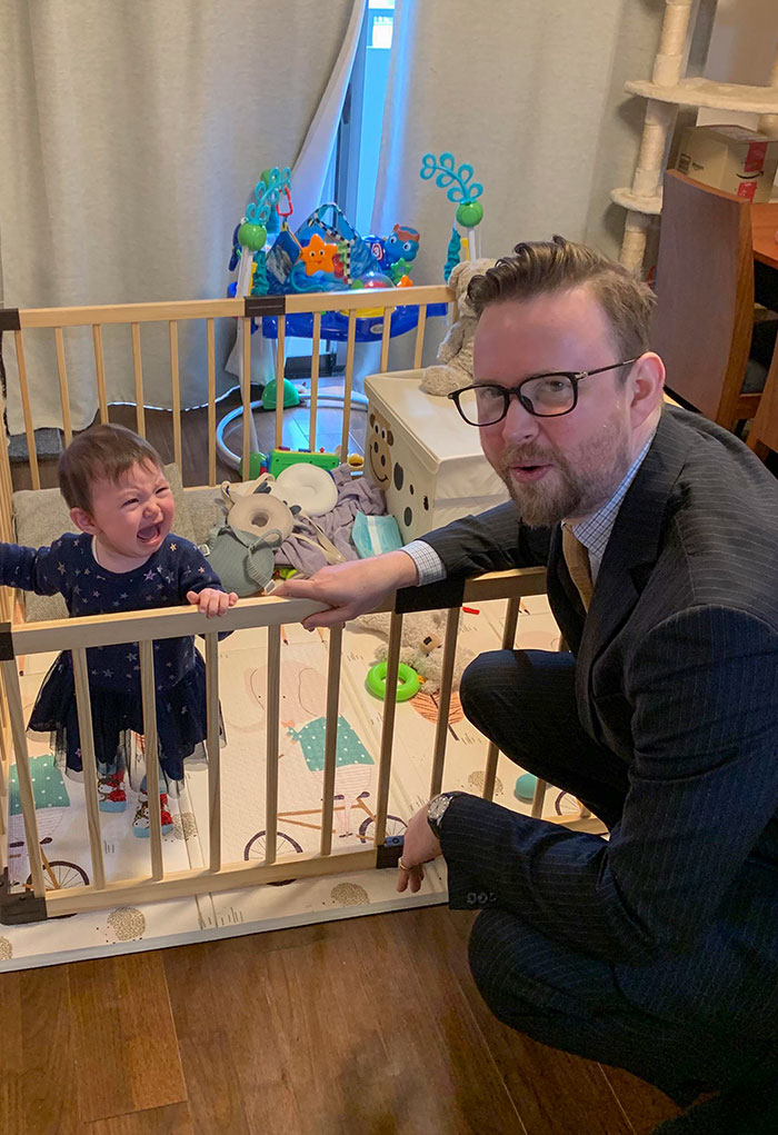 After 9 Months WFH, This Morning Was The First Time My Daughter Has Seen Me In A Suit. Did Not Approve