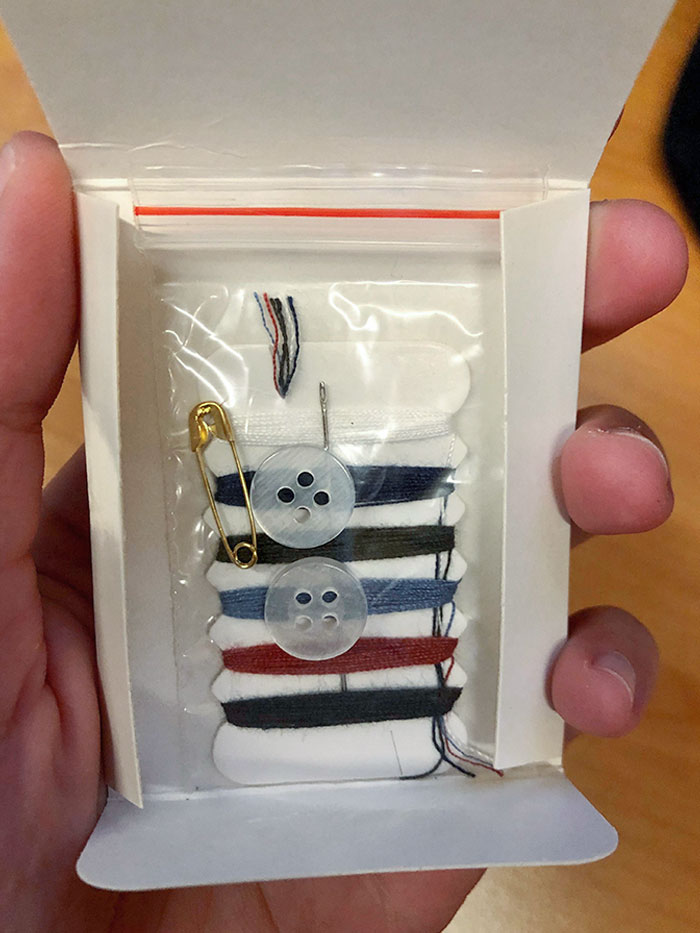 The Hotel Room I’m Staying At In Austria Provided A Little Sewing Kit