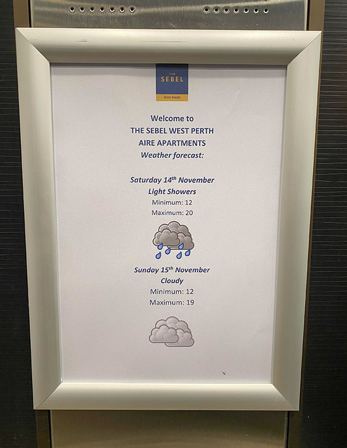 This Hotel Prints The Weather Out And Sticks It In The Elevator