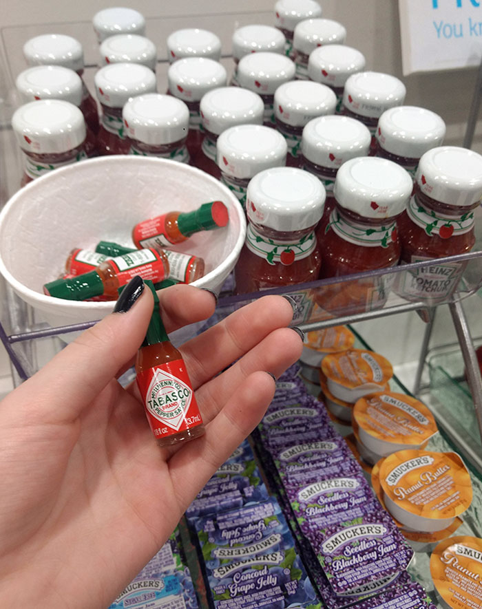 The Hotel I'm At Gives Out Mini Hot Sauces And Ketchups For Breakfast