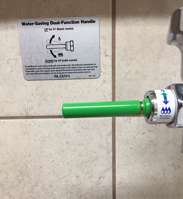 Water Saving Handle In Public Bathroom
