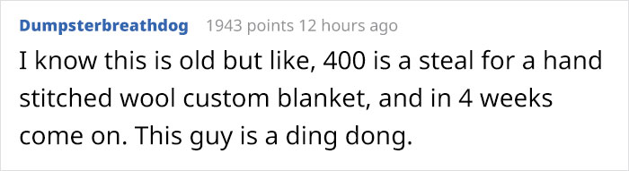 Person Shares How She Shut Down This Annoying Choosing Beggar Who Wanted To Pay $15 For A $400 Blanket