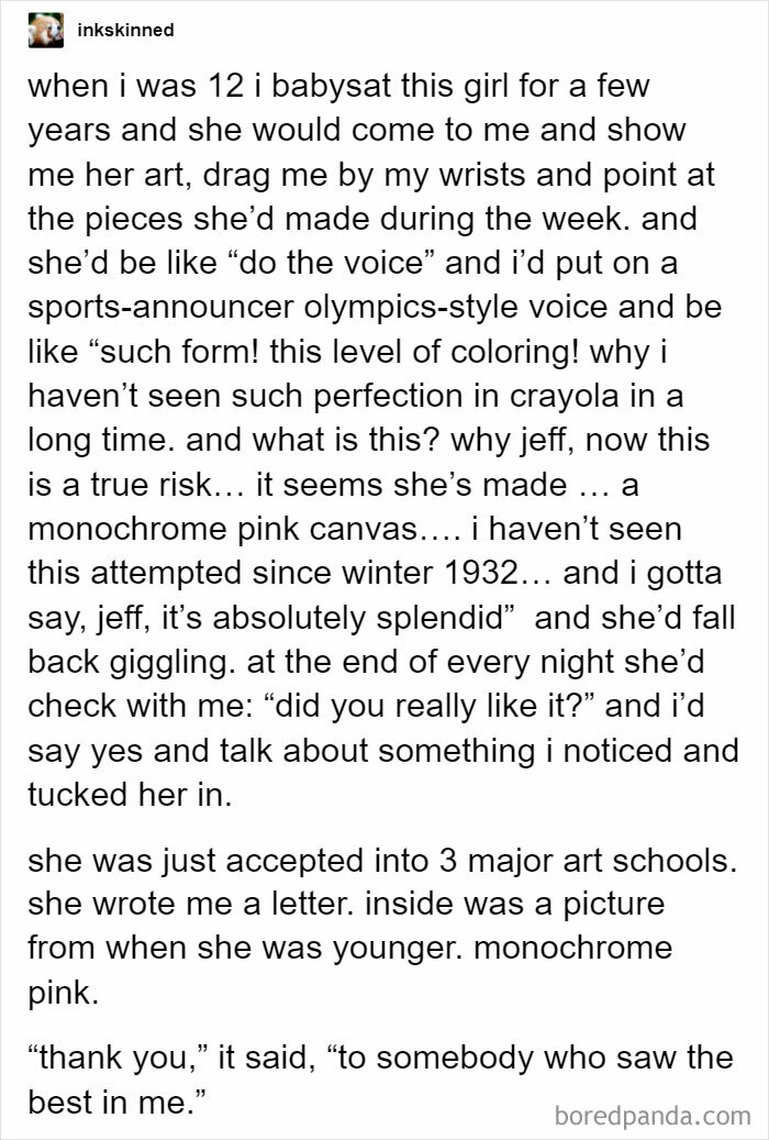 I Think Talking To Ourselves Like How The Babysitter Did With The Girl, And Having Fun Would Be Good For All Ages!
