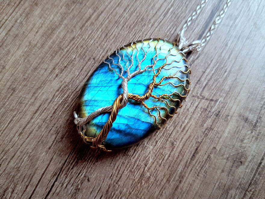 A Labradorite Pendant With Two Trees