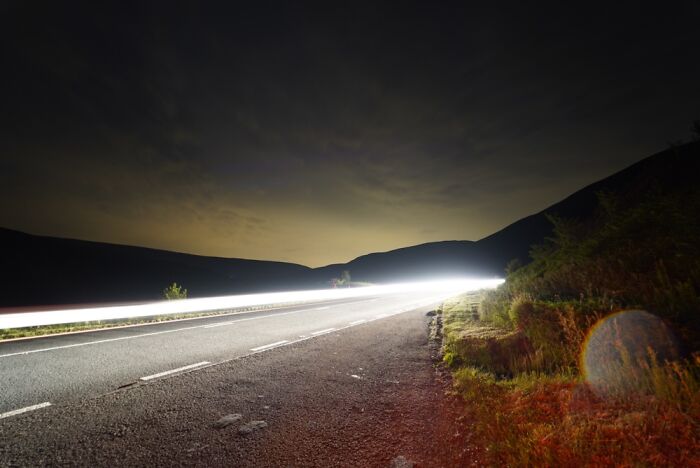 Roadside View At Night In Brecon, Wales