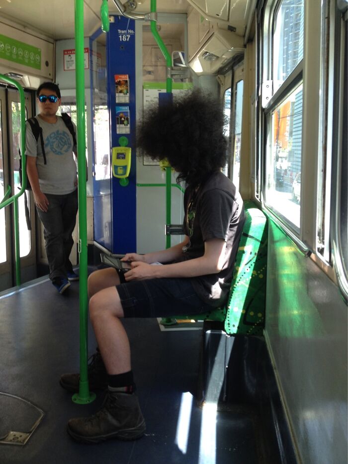 Dude On A Tram, How Can He See?