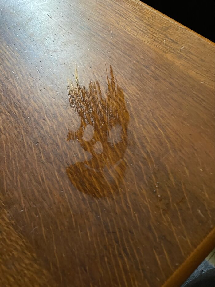 Coffee Cup Left A Mark After Moving. Kinda Looks Like Wilson!