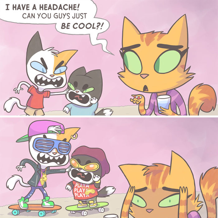 I Illustrate My Experience As A Modern-Day Parent In 30 Comics With A Feline Twist (New Pics)