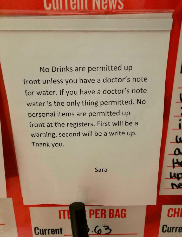 A Basic Human Need Is Not Allowed For Cashiers