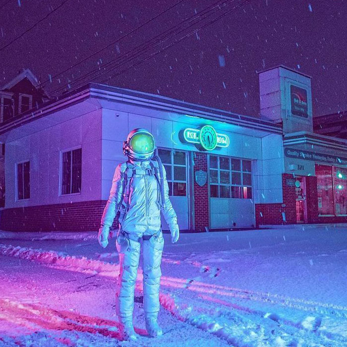 I Took 40 Pictures Of An Astronaut Character Posing Around Futuristic And Dystopian Cities