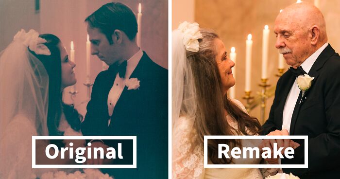 Then And Now: Couple Recreates 12 Wedding Photos After 50 Years Of Being Married