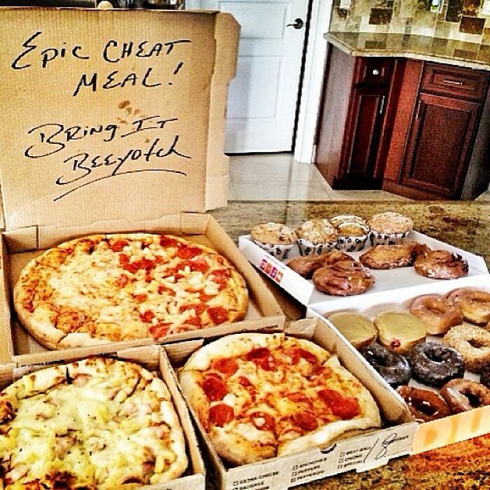 Delicious Pizzas And Doughnuts For Dessert