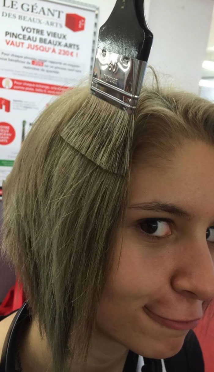 Her Hair Colour Matches The Bristles Of The Brush