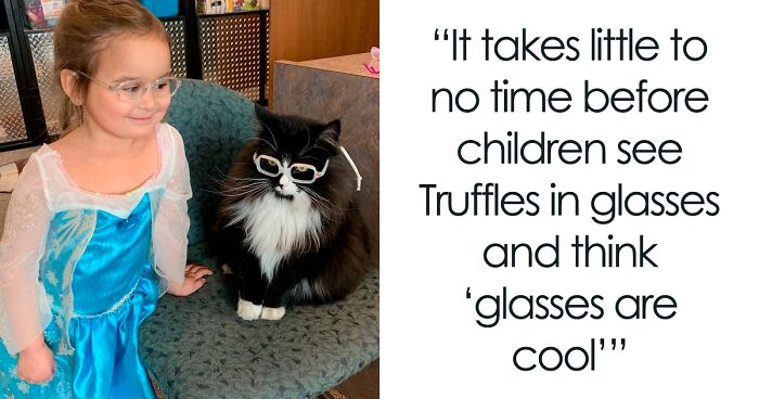 Truffles The Cat Helps Kids Feel Comfortable With Fearing Glasses When They Go To Optometrist