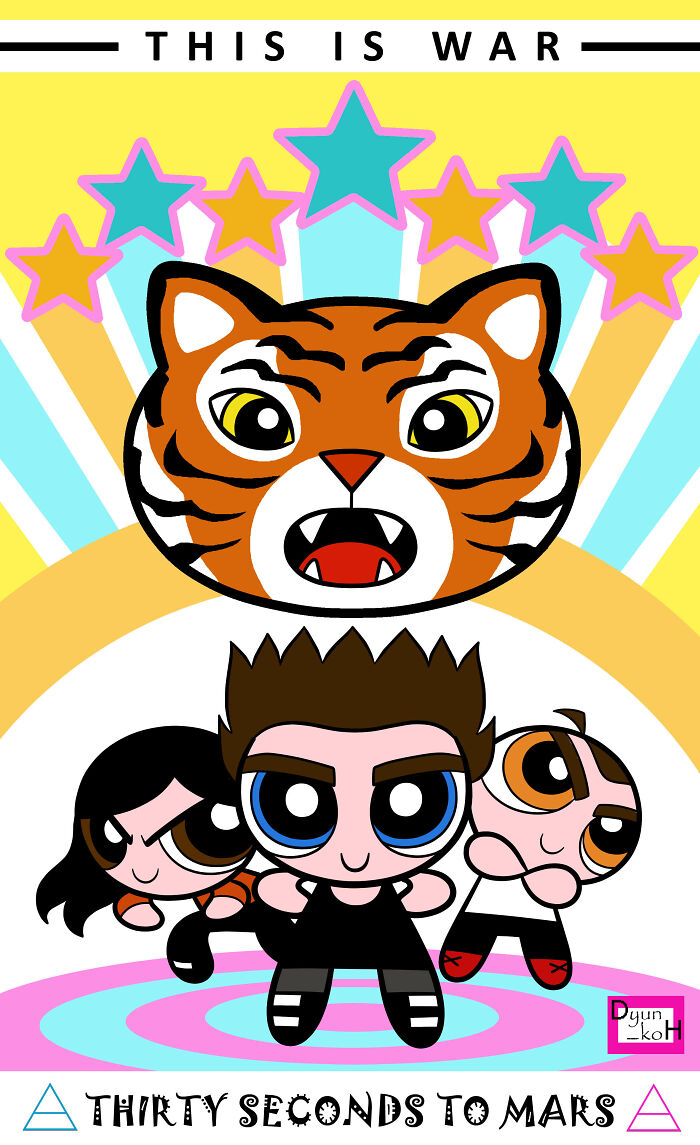 I Drew 30 Seconds To Mars Band In Power Puff Girls's Style