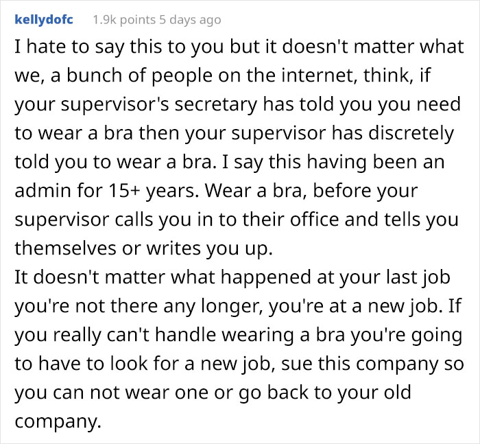 Woman Doesn't Wear A Bra At Work Despite Her Coworkers Complaining, Asks If She's Being A Jerk
