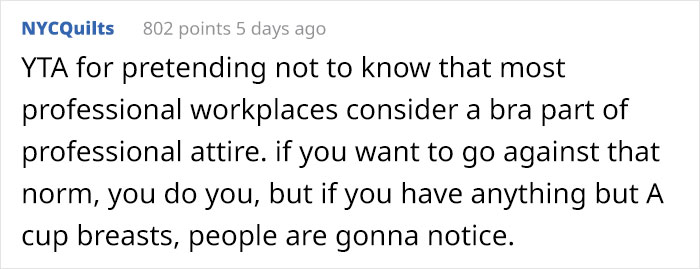 Woman Doesn't Wear A Bra At Work Despite Her Coworkers Complaining, Asks If She's Being A Jerk