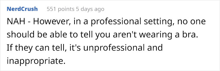 Woman Doesn't Wear A Bra At Work Despite Her Coworkers Complaining, Asks If She's Being A Jerk