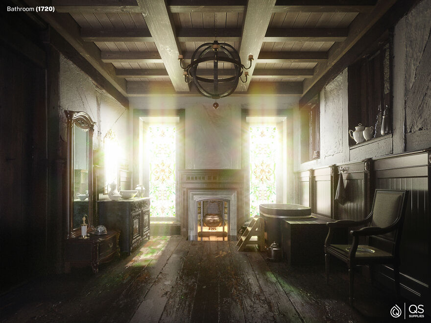 Designers Show What Bathrooms Looked Like Every 100 Years Since 1520 (6 Pics)