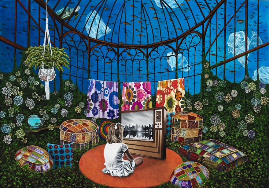 Alice's Garden, Oil On Mylar