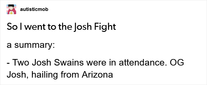 Dozens Of People Named Josh Join Friendly Battle For Naming Rights, Tumblr User Recaps It Dozens Of People Named Josh Join Friendly Battle For Naming Rights, Tumblr User Recaps It