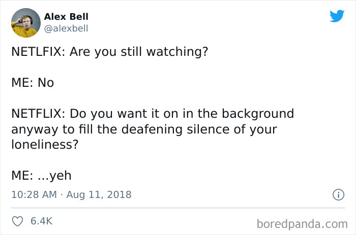 A meme humorously depicts the Netflix prompt about loneliness, capturing the reality of being single.