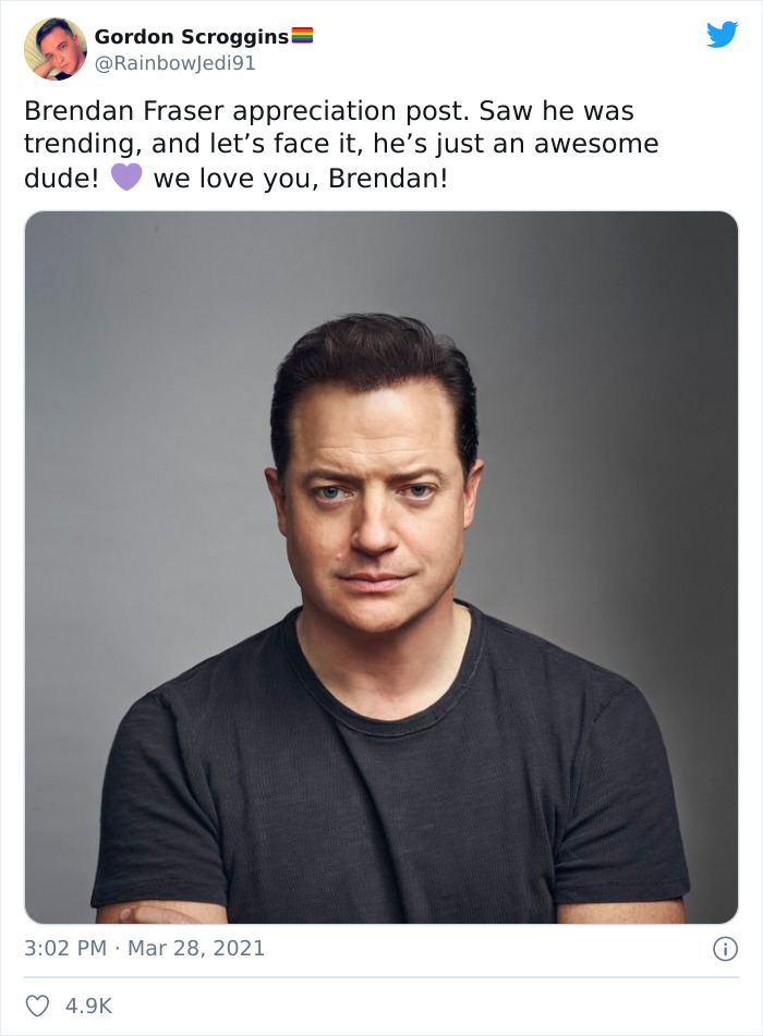Brendan Fraser Is Trending On Twitter Simply For Being Wholesome (Xx Tweets)