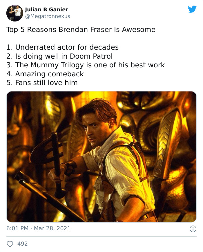 Brendan Fraser Is Trending On Twitter Simply For Being Wholesome (Xx Tweets)