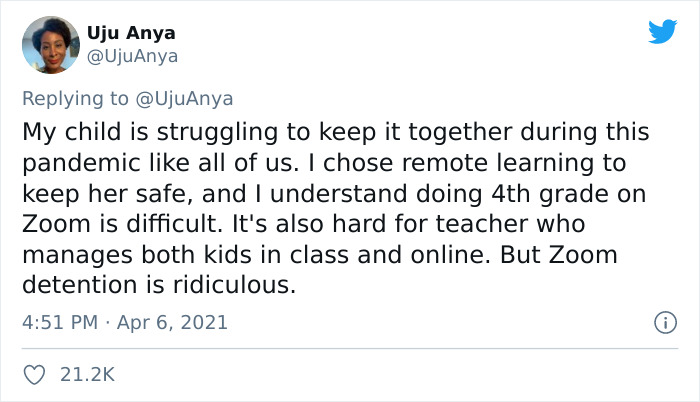 4th Grader Gets Sent To Detention Via Zoom, Mother Starts A Viral Twitter Thread Explaining How Ridiculous That Is