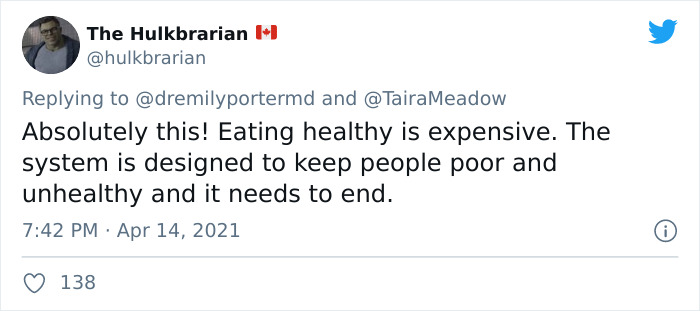A Tweet Saying That Unhealthy Food Is Cheaper Sparks A Discussion In The Comments