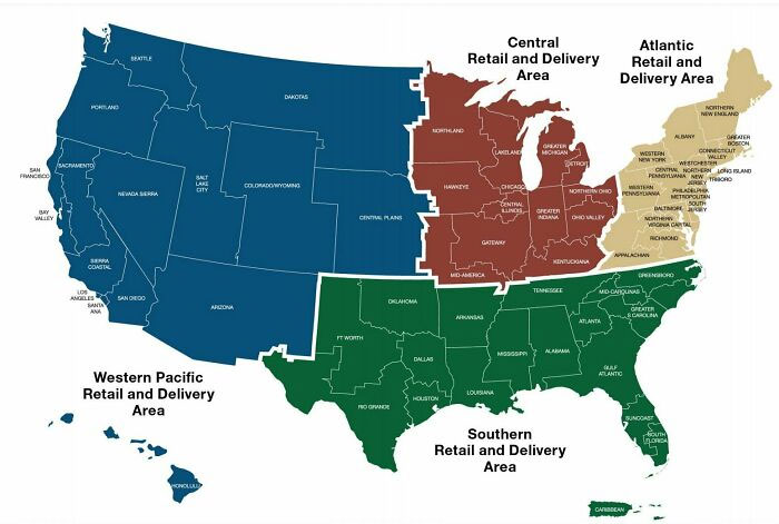 The 2021 USPS Delivery Regions