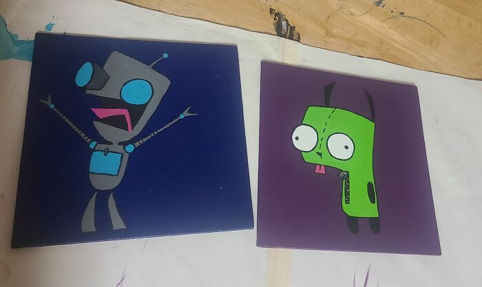 Free Hand Acryllic Painted Gir Invader Zim