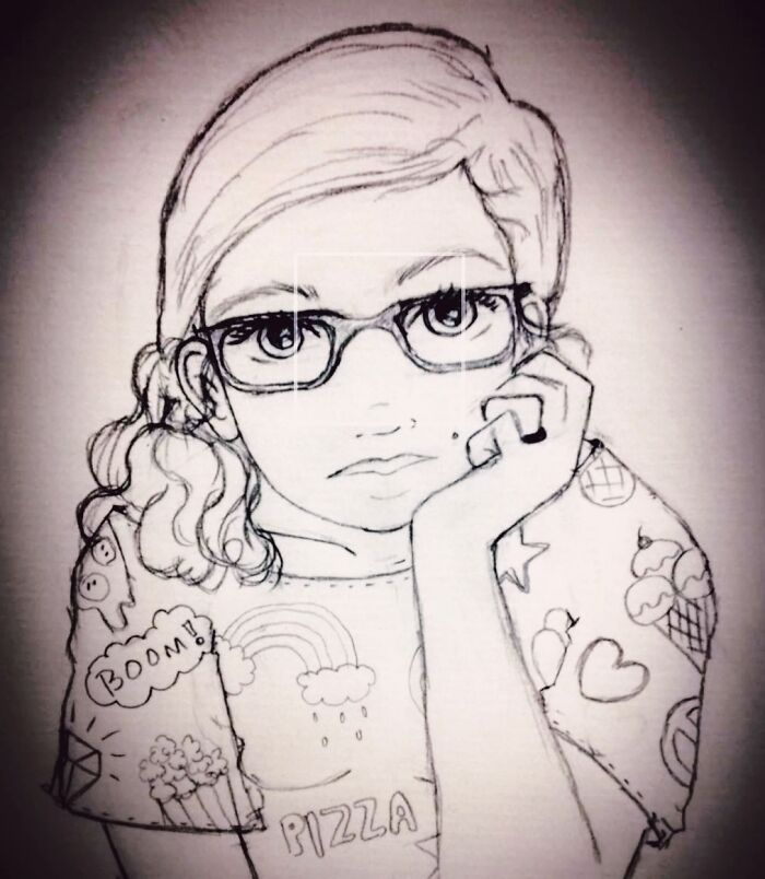 Graphite On Paper, Added A Vignette And Rose Hue.