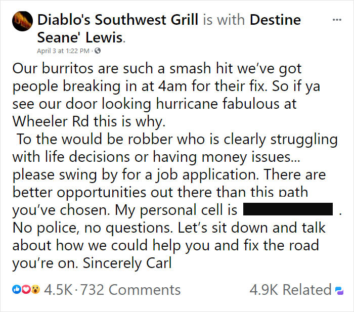 'No Police': Restaurant Owner Posts A Job Offer For The Person Who Robbed His Restaurant