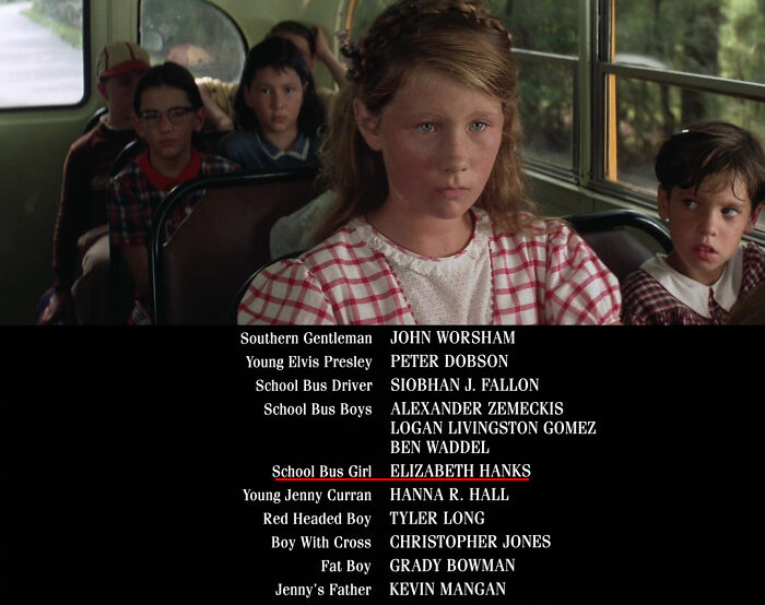 In Forrest Gump (1994), The Girl On The Bus Who Refuses To Let Forrest Sit Next To Her Is Played By Elizabeth Hanks, The Daughter Of Tom Hanks