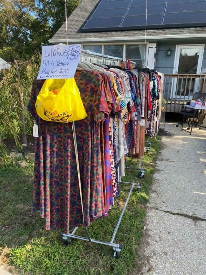 This Woman Use To Sell Lularoe A Few Years Back. Today She Posted Pictures Of A Yard Sale At Her House And This Was One Photo. Yikes