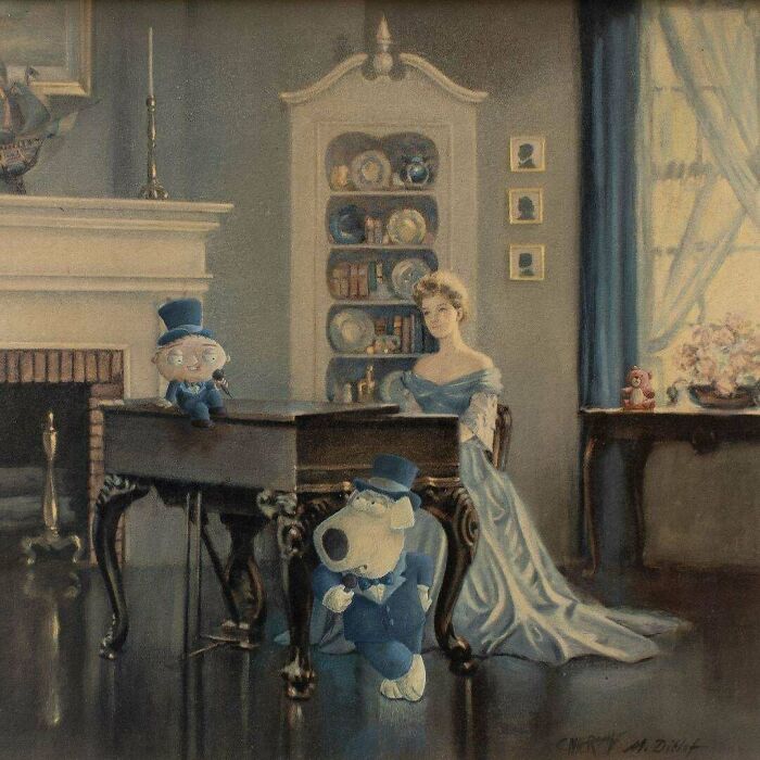 Because Brian And Stewie Can Never Have Too Many Duets. Acrylic Paint On A Thrift Art Print