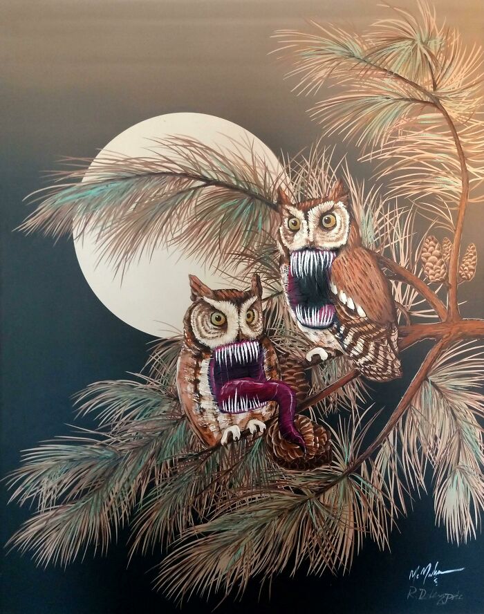 "When Startled...", Oil On Thrift Store Wildlife Painting