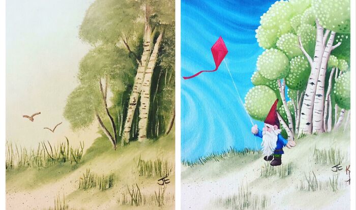 A Little Little Landscape That Needed Color... And A Gnome. Done With Oils