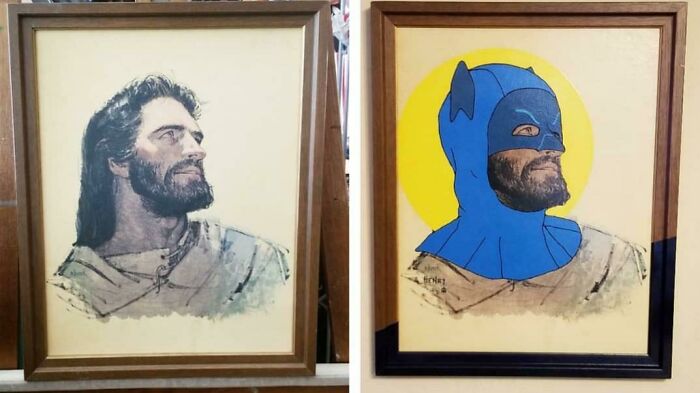 I Had Fun With This... Before/After Acrylic On Found Print.