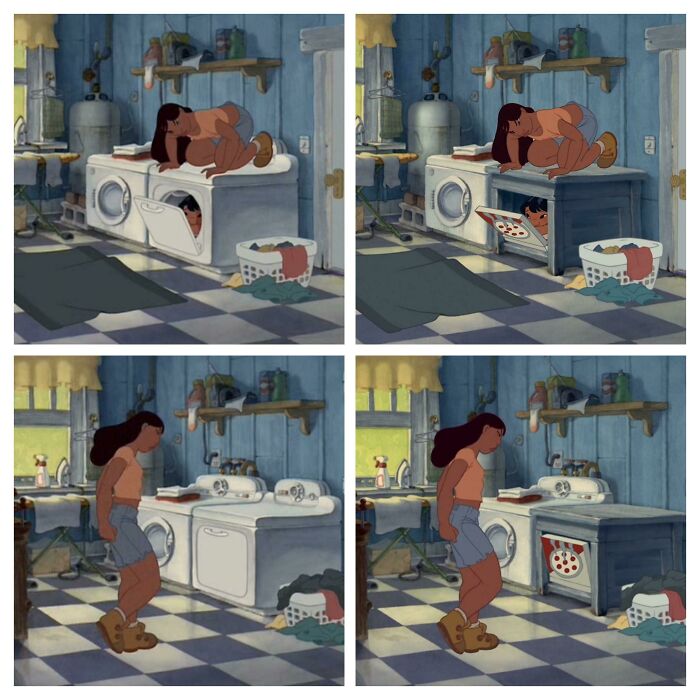 In Lilo And Stitch (2002), Disney+ Has An Alternative Edited Version Where Lilo Is Hiding Behind A Pizza Box Instead Of A Dryer To Satisfy Safety Concerns About Children Hiding In Dryers