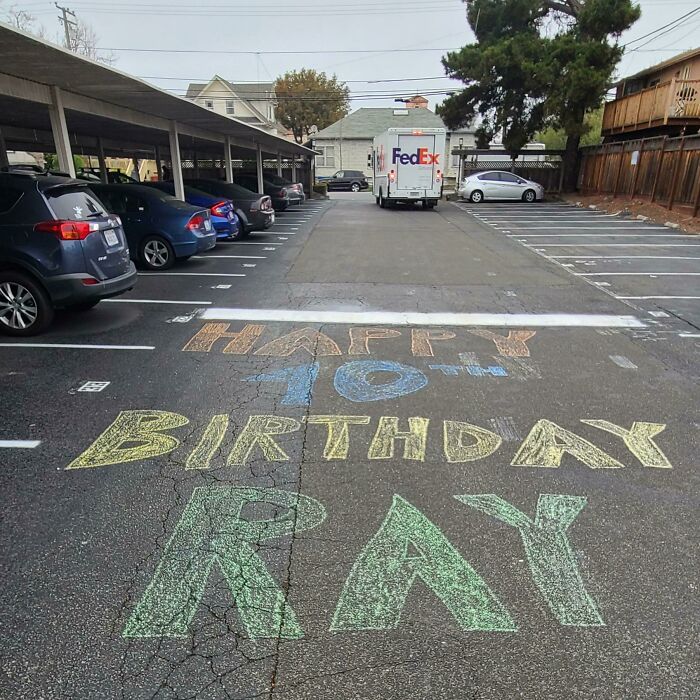 I Go On My Daily Morning Walk And Discovered My Wife Surprised Me With An Incredible, Thoughtful Gift. She Drew It In The Dark